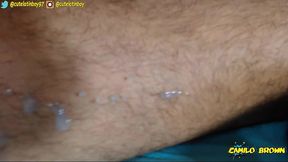 view from under cum shot on my leg - camilo brown