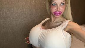 I show you my 5500 cc boobs and get a huge cumshot on my tits