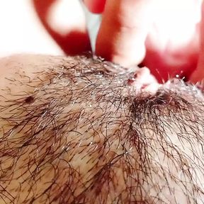 POV: My husband explores my hairy pussy, licking and kissing until he brings me to a delicious Real Orgasm