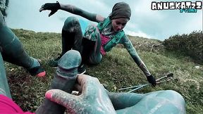 Mountainside Passion Outdoor Fuck and Facial Cumshot