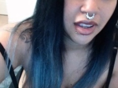 Brunette amateur babe strips off and masturbates