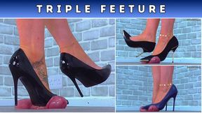 Triple Feeture: Destroyed Under 3 Pairs Of My Old Work Heels - Glans Cam (T17)