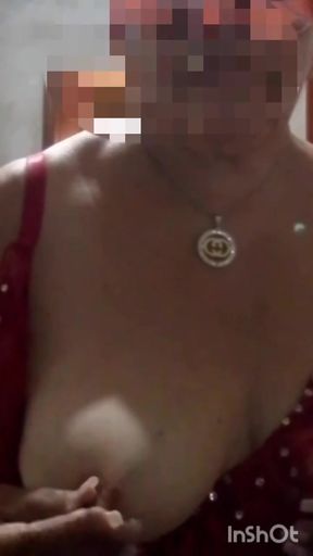 Key moment from "Widowed grandmother sends a video to her lover touching her tits"