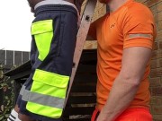 Risky outdoor construction site BBC Hole stretching creampie