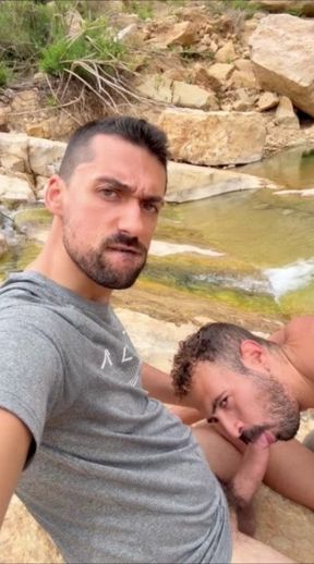 hot daddy sucking outdoors straight massive cock