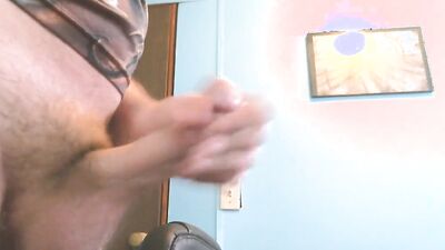 Amateur gay bloke films himself while jerking his hard pecker