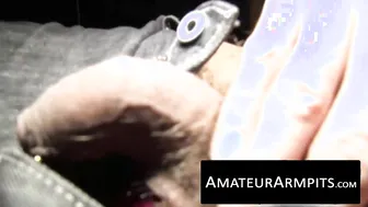 Hairy amateur Chrisbot sniffs his pits and jerks his uncut cock