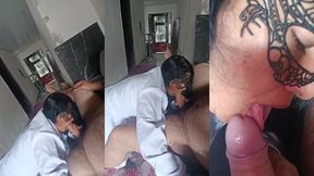 enfermeira morena gostosa faz boque na saida do servico