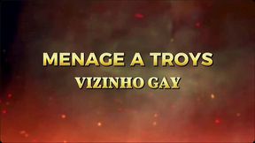 casal gay recebe vizinho do apartamento para menage a trois com anal e oral.