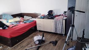Amateur Wife Having Fun with Roses. Sexy Stepmom Cleans with the Vacuum Cleaner.