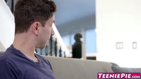 Young Madison Harts boyfriend sneaks up a creampie on her