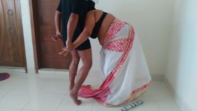 Indian Maid Fucked by Owner's Step Son While Sweeping House - Huge Ass Cum