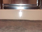 Close Up Of My Feet On A Carpeted Bath Mat Before and After My Shower with Bonus Cum On Feet Finish