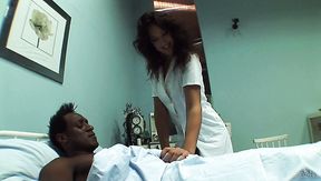 Naughty svelte nurse Olivia Ii treats strong black cock really well