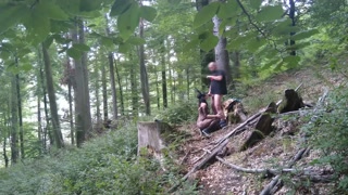 Slut wife in Bunny mask dehumanized herself outdoors