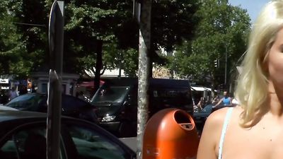 Fucked up blonde selling ass on the street