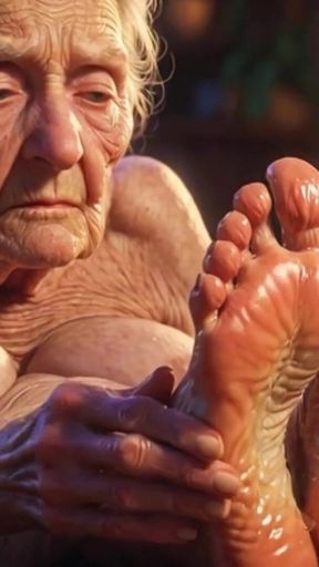 Beautiful Big Wrinkled Feet Oiled up - Oil Dripping From Toes Sensual Massage