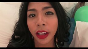 Slender Ladyboy Sunny Fingering Her Ass