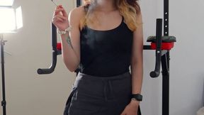 Taking a quick smoke break after a long day at work