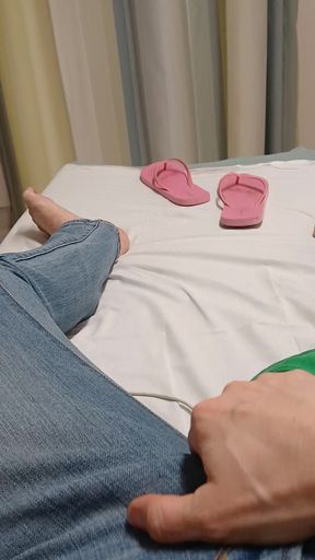 Emergency room risky rub with clothes on