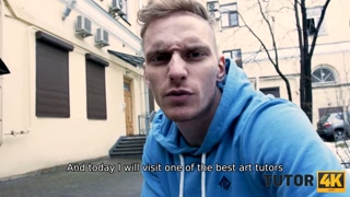 TUTOR4K. Student seduces and fucks much older art teacher in nylon stockings