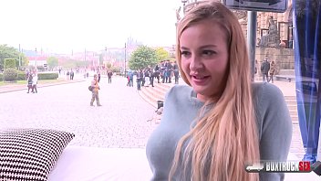 Blonde babe Candy Alexa gets fucked for the first time in public