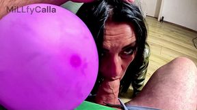 dominant leather milf giant balloon popping. deepthroat, riding, doggy and double cum preview