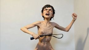 Very Skinny Slave Nadja Harsh Self Punishment Training - Ribs & Tiny Tits