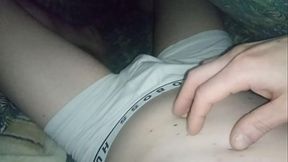 Jerking Under Blanket - Teen in White Boxers Masturbates - Boy Horny in Boxers, Strips, Jerks and Cum