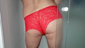 In Red Panties in the Shower
