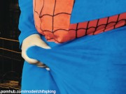 Halloween | 'Spermyman' (Spiderman) Caught Puffin' Mary Jane, Sprays Cum While Jerking BBC in Subway
