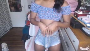 Vanniall Self Facial Full Cam Show - Trans Jerk off in Lingerie, Cum on Glasses, Panty Bulge Cock