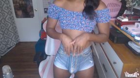 Vanniall Self Facial Full Cam Show - Trans Jerk off in Lingerie, Cum on Glasses, Panty Bulge Cock