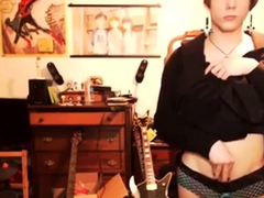 Short-Haired Crossdresser Cutie on Webcam