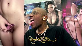 beautiful big breast transgender cosplay cat girl with a small cock cums for us, ai generated