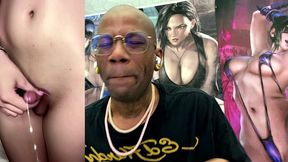 beautiful big breast transgender cosplay cat girl with a small cock cums for us, ai generated