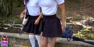 My Rebellious Friend Gets Me to Escape From Class, and We Have Fun Playing Scissors.