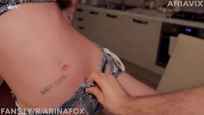 Stepdad penalizes slim red-haired gal with ample schlong and tattoos by doggystyle boning her clean-shaved vulva and spunking in her mouth!