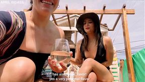Big Ass April and Belle Amore Drink Piss in Outdoor Threesome