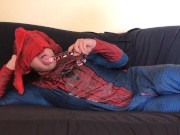 Spidey Spits & Gags On Dildo Tease & Denial JOI