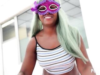 PutaLocura - Anonymous ebony beauty with large titties Latoya gets creampie in her constricted vagina