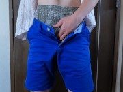 An exhibitionist Japanese man masturbates with his underPants on