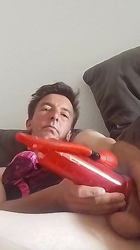 Leatransteen Rides Dildo, Pump Cock and Cums Massive