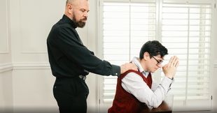 Pervert priest licks the ass of this Twink teen