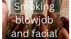 Smoking blowjob and facial