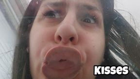 Tongue Licking Glass Table - Passionate Kisses Pressed on Glass POV