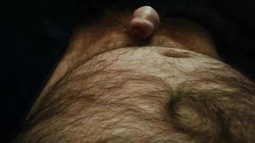 Hairy British Bear Stroking His Furry Belly and Bushy Cock