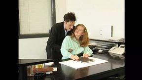 Dirty corporate executive gets pounded by sexy redhead milf on the conference table