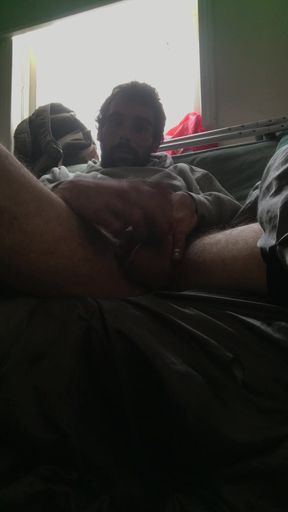 Home alone massaging my cock wile