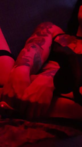 Femboy wearing lingerie plays with anal vibrator